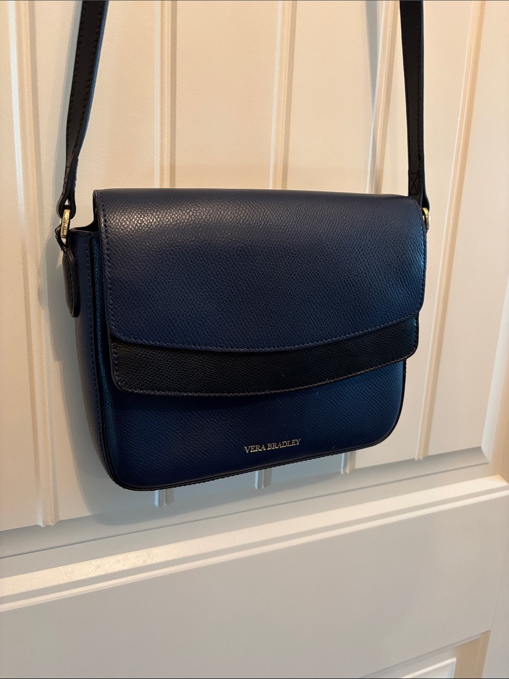 Vera Bradley Pebbled Navy and Black Crossbody Shoulder Bag